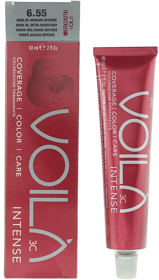 Intercosmo Voilà 3C Intense Permanent Hair Dye 6.55 Dark Skirtas šviesiems plaukams Intense Mahogany, 60 ml