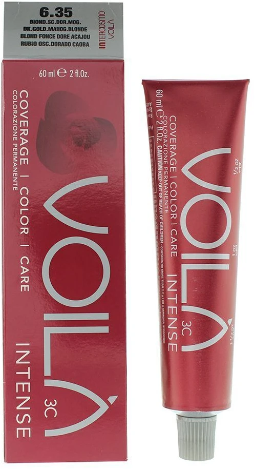 Intercosmo Voilà 3C Intense Permanent Hair Dye 6.35 Dark Skirtas šviesiems plaukams Intense Mahogany, 60 ml