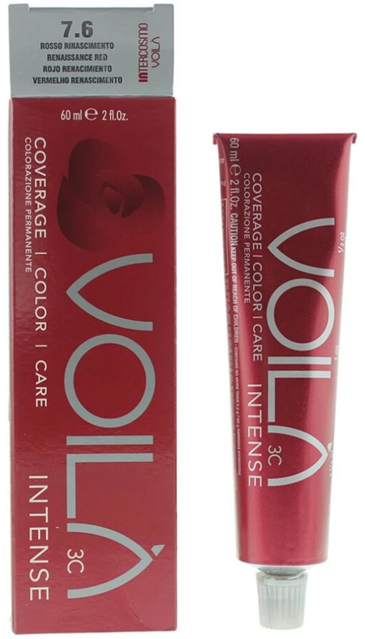 Intercosmo Voilà 3C Intense Permanent Hair Dye 7.6 Renaissance Raudona, 60 ml