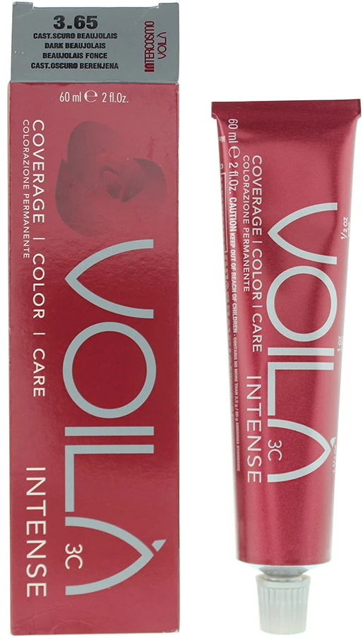 Intercosmo Voilà 3C Intense Permanent Hair Dye 3.65 Dark Beaujolais, 60 ml