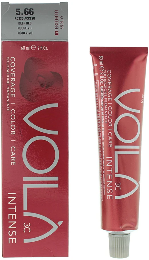 Intercosmo Voilà 3C Intense Permanent Hair Dye 5.66 Deep Raudona, 60 ml