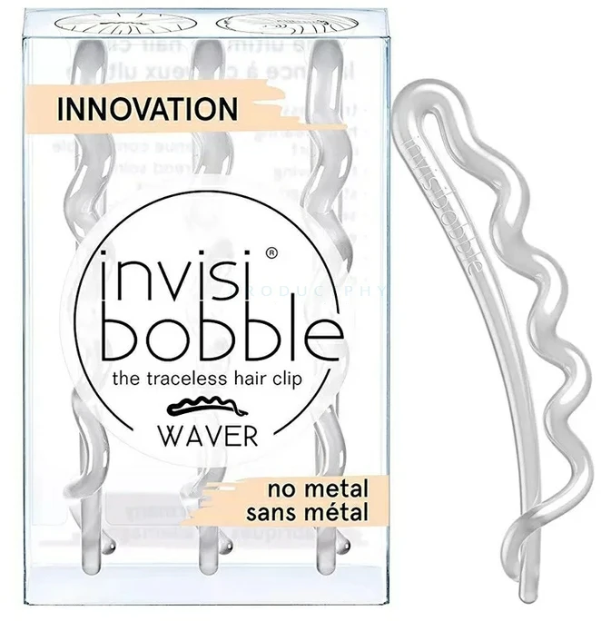 Trio InvisiBobble Waves plaukų sagtukų rinkinys, Crystal Clear, 3 vnt.