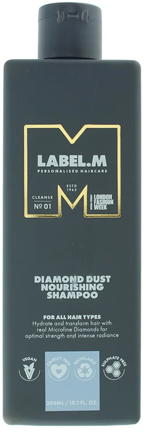 Label.m Diamond Dust maitininantis Šampūnas maitinantis šampūnas visų tipų plaukams, 300 ml
