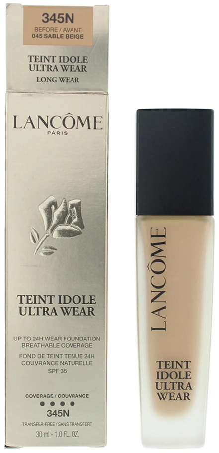 „Lancôme“ matinis makiažo pagrindas SPF 35 „Teint Idole Ultra Wear“ (makiažo pagrindas), 30 ml, 345N - 045 Sable rausvas gelsvas