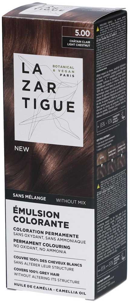 Lazartigue Emulsion Colorante Permanent Hair Dye 5.00 Light Chestnut, 60 ml