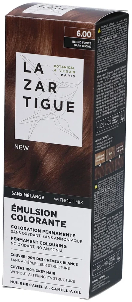 Lazartigue emulsiniai plaukų dažai „Colorante“ 6.00 tamsiai blondinė, 60 ml