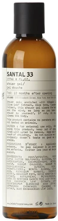 Atelier Cologne Le Labo, Santal 33, Vitamin E, Cleansing, Dušo želė, For All Skin Types, 237 ml Unisex