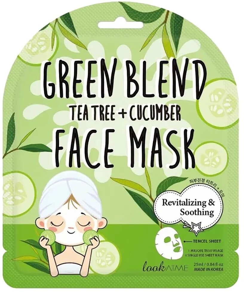 Look At Me Žalias Blend Cucumber Revitalising Sheet Mask For Face, 25 ml
