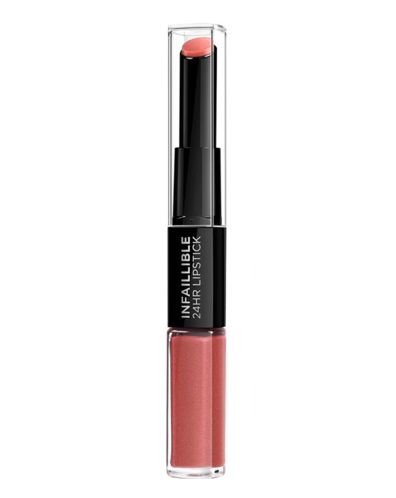 L’Oréal Paris Make-Up Designer Infallible Lipstick 24H - 404 Corail Constant - Lūpdažis lūpdažis Raudona „Shine“