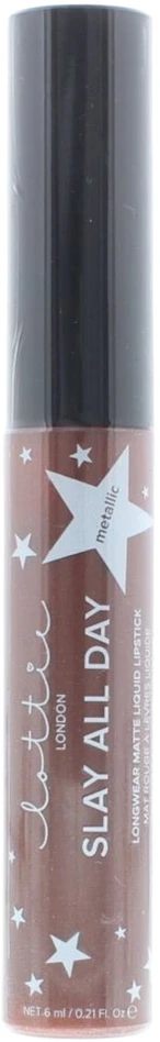Lottie London Slay All Day Metallic skysti lūpų dažai, shoked, 6 ml