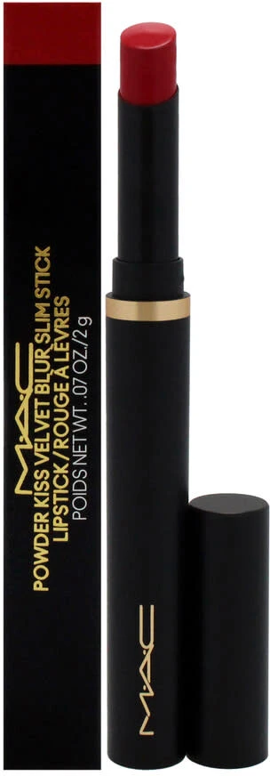 MAC Cosmetics Slim lūpų dažai (Powder Kiss Velvet Blur Slim Stick) 2 g, Ruby New