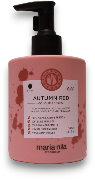 Maria Nila Colour Refresh Non-Permanent Autumn Raudona dažanti kaukė plaukams, 300 ml