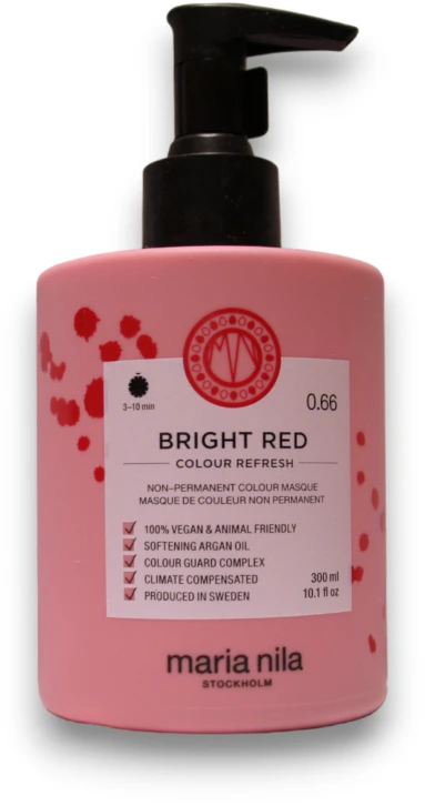 Maria Nila Colour Refresh veganiški plaukų dažai Kreminis kaukė spalvos gaivumui 0.66 ryškiai raudona, 300 ml