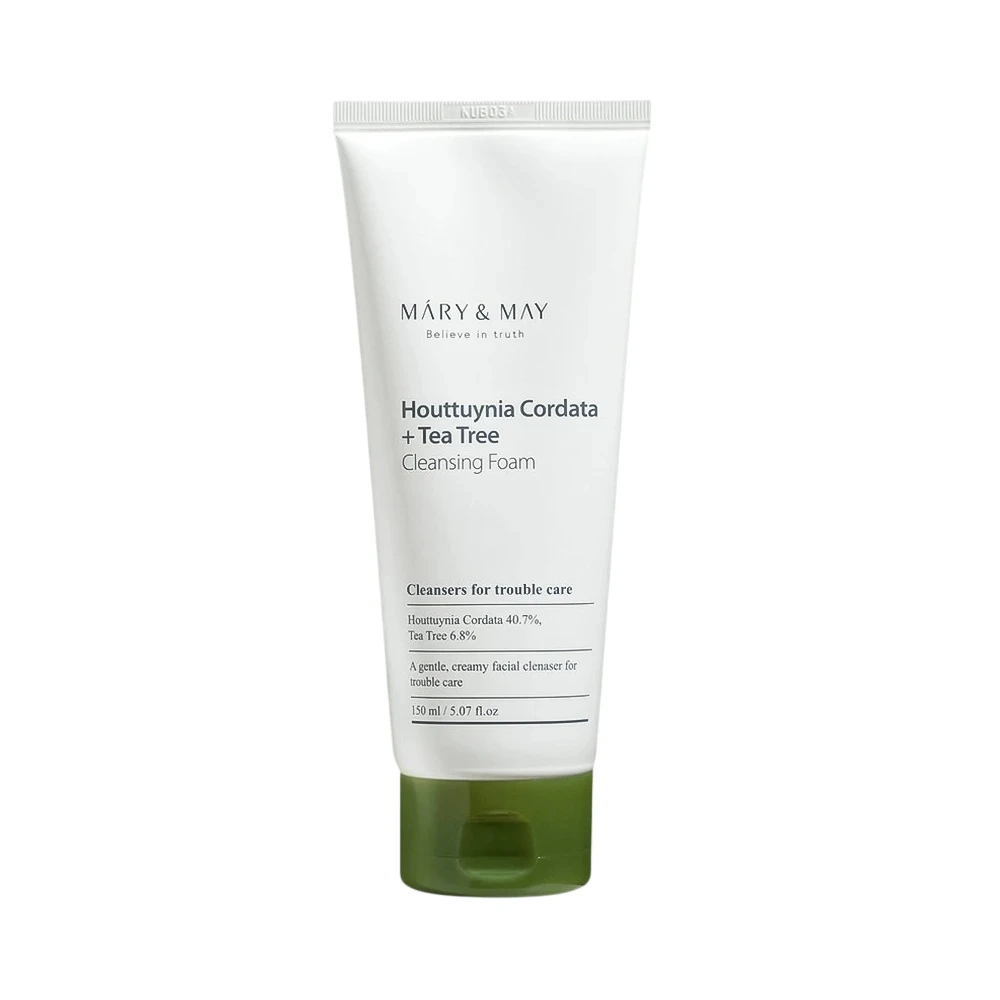 MARY & MAY Houttuynia Cordata + Tea Tree Cleansing Foam valomosios veido putos probleminei odai, 150 ml