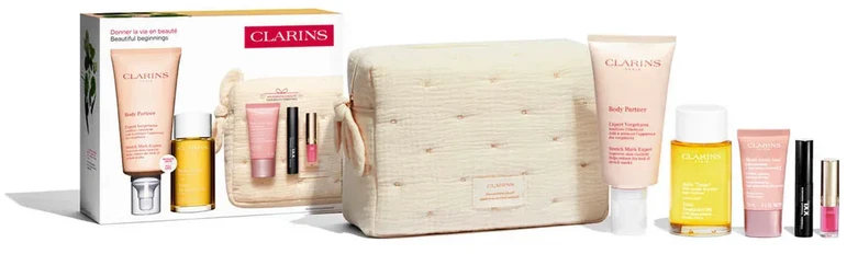 Maternity Set Clarins: Multi Active Jour Age-Defying Day Kreminis For Face, 15 ml + Body Partner Anti-Stretch Marks Body Kreminis Body, 175 ml + Wonder Volume Volumising Blakstienų tušas Juodas, 3 ml *Miniature + Tonikas Firming Body Oil, 100 ml + Lip Confort Lip Oil 04 1.