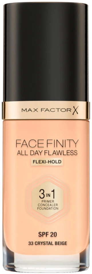 Max Factor Facefinity All Day Flawless Vegan Matte Primer Maskuoklis ir Foundation 3-In-1 33 Crystal rausvas gelsvas SPF 20, 30 ml
