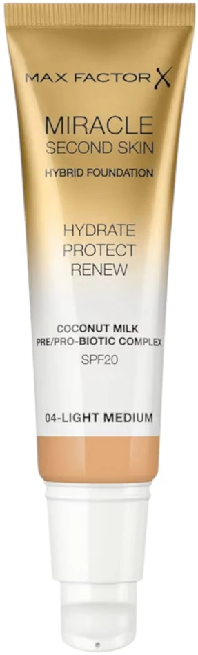 "Max Factor Miracle Second Skin Spf20 4 Light Medium Makiažo pagrindas 30 ml