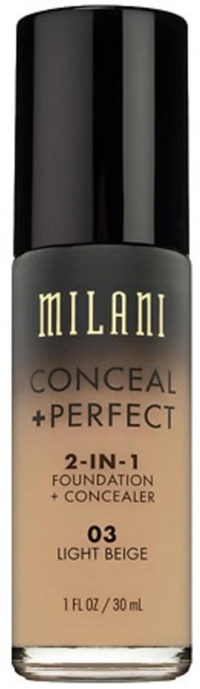 Milani Conceal + Perfect Liquid Foundation & Maskuoklis 2-In-1 03 Light rusvai gelsvas, 30 ml