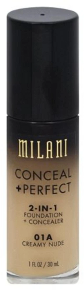 Milani „Conceal + Perfect Matte“ skystas makiažo pagrindas ir kaukė 2-in-1, 01A Creamy Nude, 30 ml