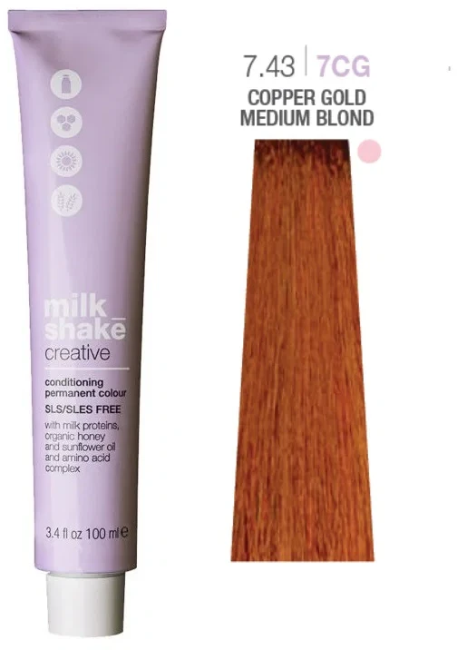 Milk Shake Milk_Shake Creative Permanent Color 7.43 Copper Golden Medium Blond, 100 ml