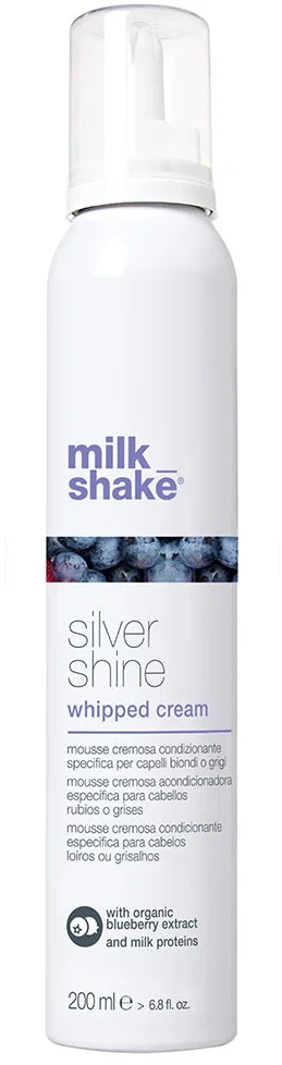 Kondicionuojančios putos šviesiems ir žiliems plaukams Milk_Shake Silver Shine Whipped Cream, 200 ml