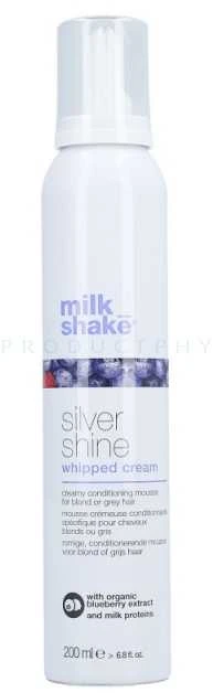 plaukų putos šviesiems ir žiliems plaukams Milk shake Sidabrinis Shine Whipped Creamy Conditioning Mousse 200ml