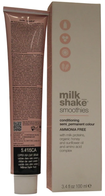Milk Shake Smoothies Light Permanentiniai plaukų dažai 5.41/5CA šviesiai rudi vario pelenų atspalvio, 100 ml