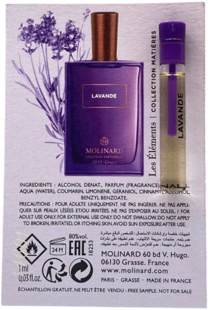 Molinard, Les Elements - Lavande, Eau De Parfum, For Women, 1 ml *Vial