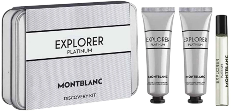 Mont Blanc Set Montblanc: Explorer Platinum Eau De Parfum For Men 7.5 ml + Explorer Platinum Hydrating Kreminis For Face, 30 ml + Explorer Platinum Hydrating Dušo želė All Skin Types, 30 ml
