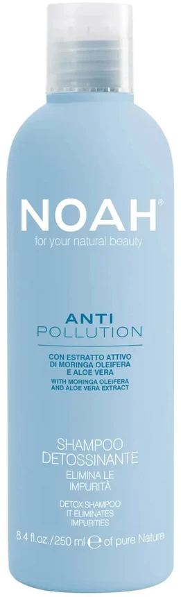 Noah Anti Pollution Detox Šampūnas Valomasis-drėkinamasis šampūnas su alijošiaus ir aliejinės moringos ekstraktais, 250 ml