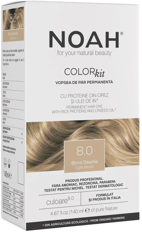 Noah , Permanent Hair Colour, Permanent Hair Dye, 8.0 Light Skirtas šviesiems plaukams, 140 ml For Women