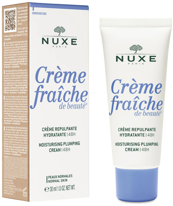 NUXE 48 val. drėkinantis kremas normaliai odai „Crème Fraîche® de Beauté 48H Moisturizing Plumping cream for normal skin“, 30 ml
