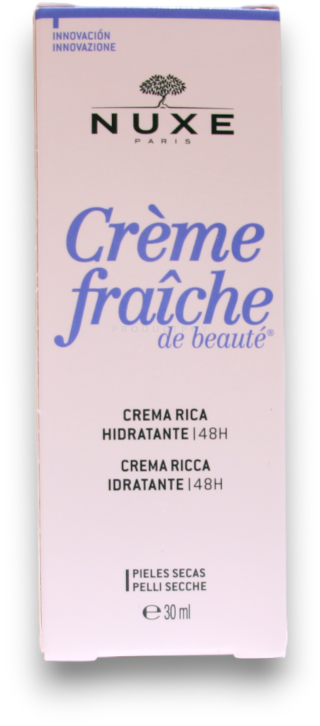 NUXE 48 val. drėkinantis tirštos konsistencijos kremas sausai ir labai sausai odai „Crème Fraîche® de Beauté 48H Moisturizing rich cream for dry skin“, 30 ml