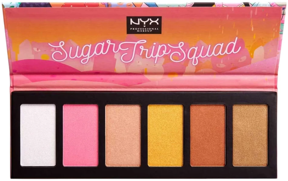 „Nyx Sugar Trip Squad“ žvilgančių šviestuvų paletė be žiaurumo, 01 SQUADHP, 30 g