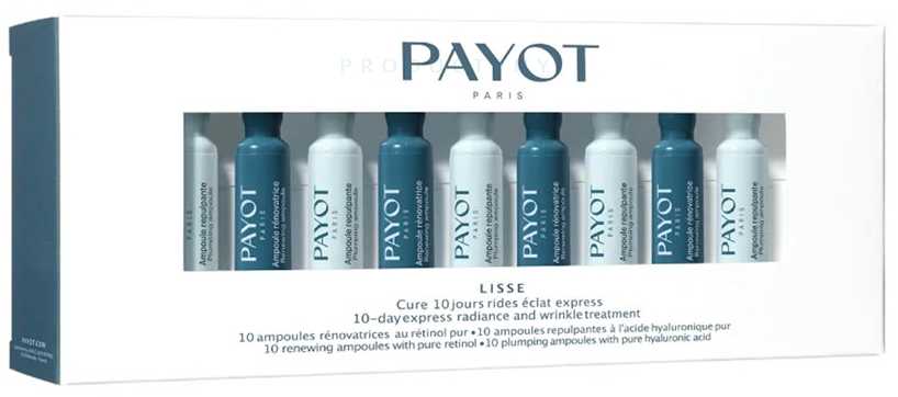Payot Lisse Cure 10 Jours Rides Éclat Express priemonė nuo raukšlių su hialurono rūgštimi ir retinoliu – 10 dienų kursas moterims