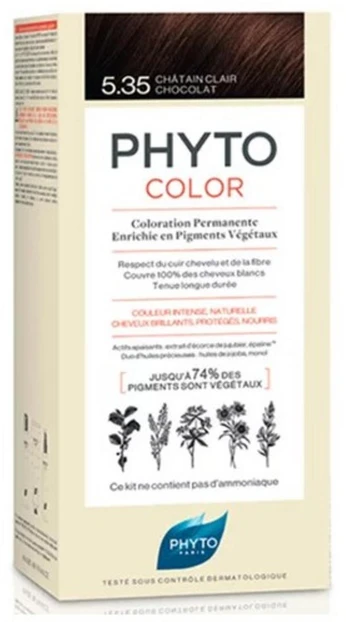 Phyto Color Permanent Hair Dye 5.35 Chocolate šviesiai rudas, 50 ml