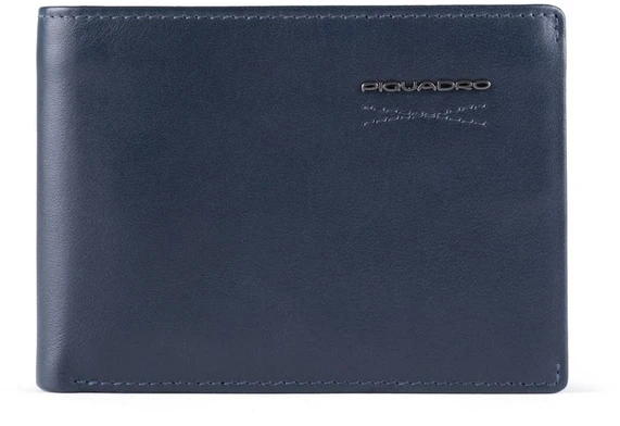 Piquadro, Obidos, Leather Wallet, Coin Holder, Mėlyna, For Men