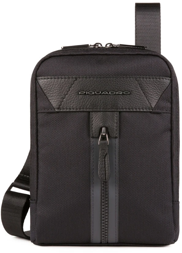 Piquadro, Trakai, Shoulder Bag, Textile Crossbody Bag, Juodas, 23 x 17 x 5 cm, For Women
