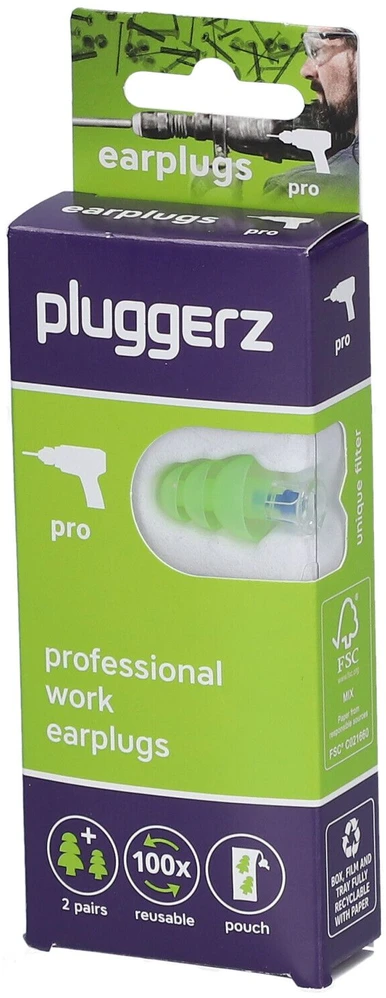 3mtm Pluggerz, Pro, Earplugs, Žalias, 4 pcs Unisex