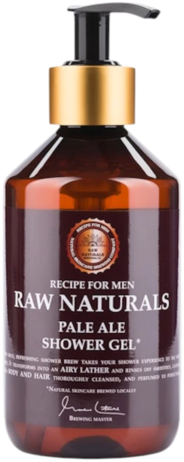Raw Naturals Pale Ale 100% vegan Gaivinantis ir vyriškas Valomasis Dušo želė Kūnas ir Plaukai Visų tipų odai, 300 ml