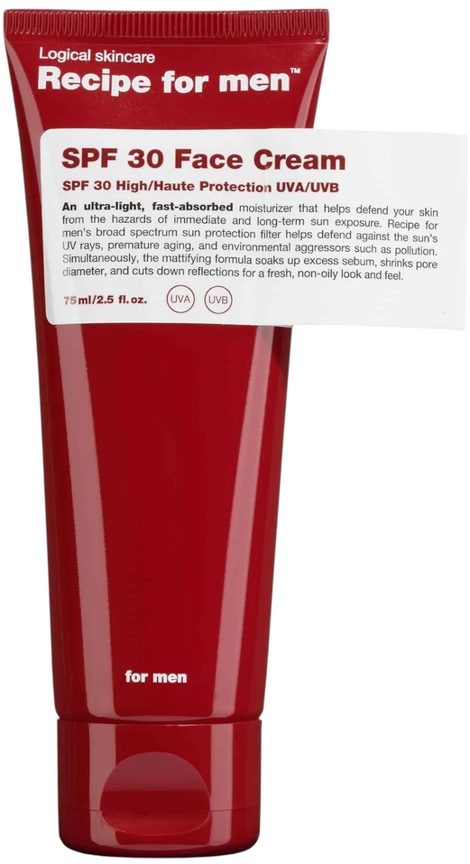 Shiseido Recipe For Men SPF 30 Face Kreminis Moisturizer Kreminis For Face SPF30, 75 ml