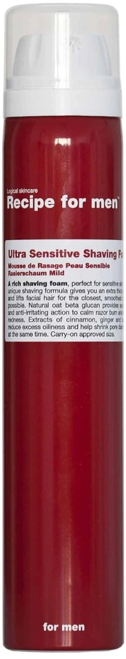Recipe For Men „Annayake“ receptas vyrams, itin jautriai odai, energizuojančios, skutimosi putos, 100 ml vyrams