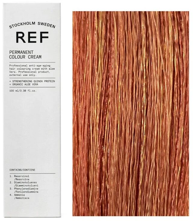 Ref Stockholm REF Permanent Colour Vegan Permanent Hair Dye 9.43 Golden Copper Very Light Skirtas šviesiems plaukams, 100 ml