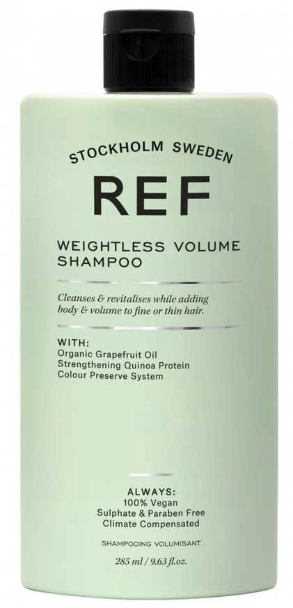 REF Weightless Volume šampūnas be sulfatų, suteikiantis apimties ir suteikiantis plaukams tekstūrą, 285 ml