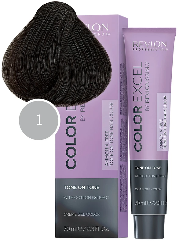 Revlon Color Excel plaukų dažymo gelis blizgiai 1 juodas, 70 ml