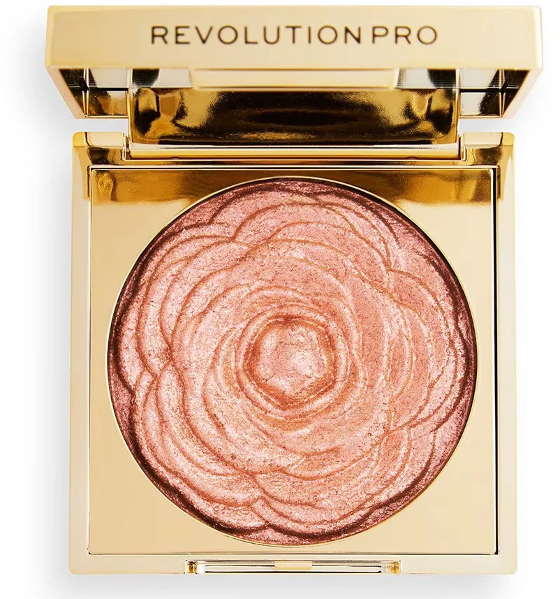 „Revolution Pro Pro Lustre Illuminating Blush Highlighter“ kompaktiškas skaistalų šviestuvas, rožinio aukso spalvos, 1 atspalvis, 9 g