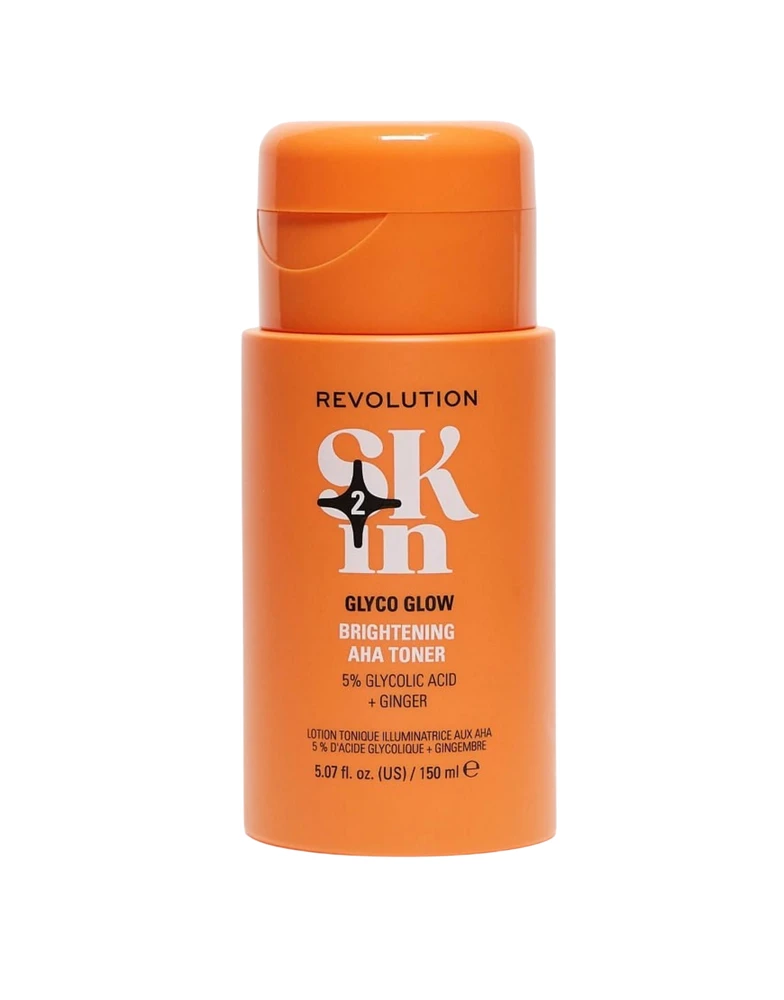 „Revolution Skincare Glyco Glow“ 5 % glikolio rūgšties ir imbiero skaistinamasis tonikas veidui, 150 ml