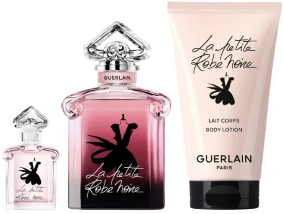Guerlain rinkinys: La Petite Robe Noire intensyvus parfumuotas vanduo moterims, 50 ml + La Petite Robe Noire intensyvus kvepiantis vanduo moterims, 5 ml + La Petite Robe Noire intensyvus drėkinamasis losjonas, 75 ml