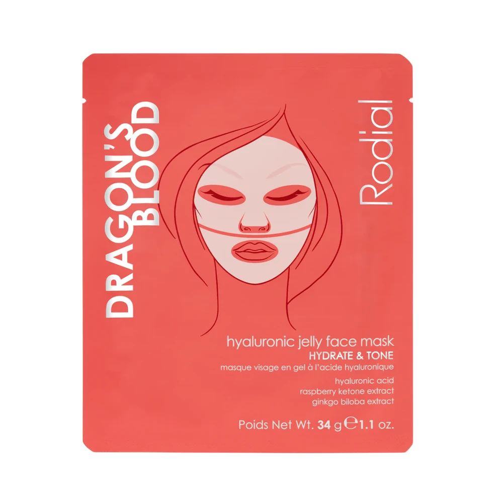 Rodial Dragon's Blood Hyaluronic Mask drėkinanti dviejų dalių gelinė veido kaukė, 34 g