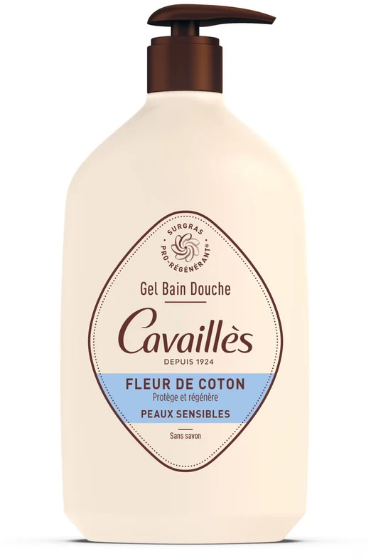 Roge Cavailles Cotton Flower Regenerating Dušo želė jautriai odai, 1000 ml
